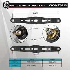 Gomexus 95mm Carbon Swept Handle With 20mm Aluminium Knob -Vissen Winkel DCS95A20BKGDr 4
