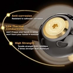 Gomexus 90mm Aluminium Power Handle With 45mm Titanium Knob - Black & Gold -Vissen Winkel LYS90TB45BKGD 5